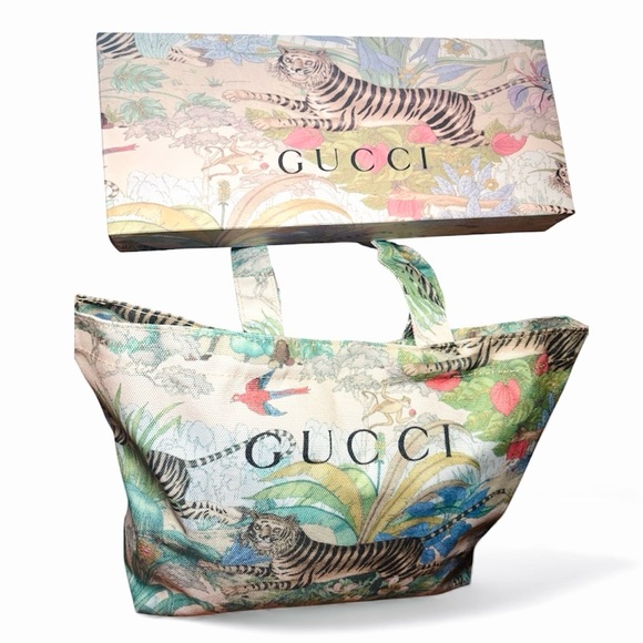 Gucci Garden Canvas Eco Tote Bag Tiger & Floral Print - Picture 5 of 10